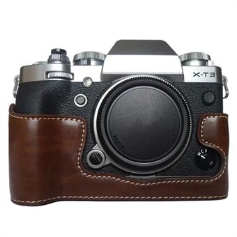 För Fujifilm X-T3 digitalkamera PU läder skyddande bottenfodral Batteriöppningsdesign Halvkroppsskydd