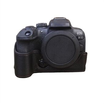 Äkta läder kamera bottenfodral för Canon EOS R10, anti-damm kamera halvkroppsskydd