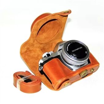 PU Leather Camera Protective Case + Strap for Olympus OM-D E-M10 Mark II / E-M10 / E-M10 MarkIII Digital Camera