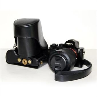 Kameraskydd i PU-läder + rem för Sony a7R med 28-70 mm objektiv