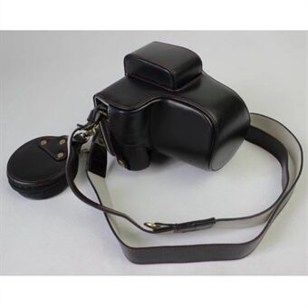 Skyddsfodral i PU-läder + rem + kameralinsväska för Fujifilm X-E3-kamera med XF23 mm-objektiv