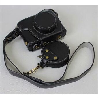 Kameraskyddsväska i äkta läder + rem + kameralinsväska för Fujifilm X100F