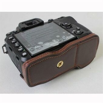 Halvskyddsfodral i äkta kohudsläder för Nikon D7500 digital SLR-kamera