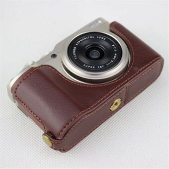Kameraskyddsfodral med halv botten i äkta läder för Fujifilm XF10 digital kompaktkamera
