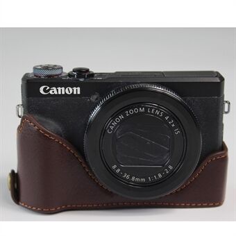 Halvkamerafodral i äkta läder Väskskydd för Canon PowerShot G7 X Mark III