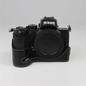 Kameraskyddsväska i äkta läder halvbotten för Nikon Z50