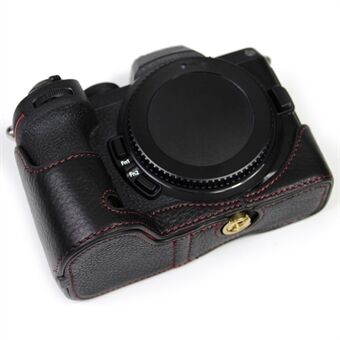 Äkta läder Kamera Bottenfodral Protector Halvkroppsskydd med batteriöppning för Nikon Z5 / Z6 / Z7 / Z6II / Z62 / Z7II / Z72