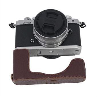 Äkta läder kamera Bottenfodral Skyddande halvkroppsskydd med batteriöppning för Nikon Z FC