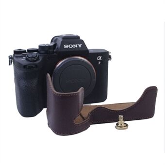 Stötsäkert kamerafodral Äkta läder Kamera Bottenfodral Skyddsfodral för Sony A7M4 / A1 / A7S III / A7S3 kamera
