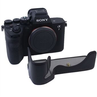 PU Läderkamera Bottenfodral Skyddande halvkroppsfodral för Sony A7M4 / A1 / A7S III / A7S3 kamera
