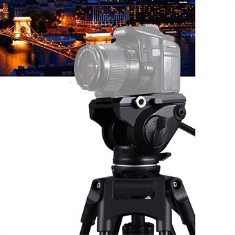 PULUZ PU3501 Heavy Duty Videokamera Stativ Action Fluid Drag Head med glidplatta för DSLR och SLR kameror - Svart