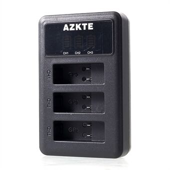 AZKTE AT850 [LCD-skärm] 3-platsers batteriladdare för GoPro Hero 5 6 7