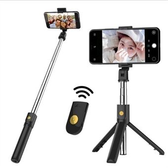2-i-1 Selfie Stick Stativ Trådlös fjärrkontroll Slutare Mobiltelefon Stand och hållare för strömmande selfies Videor Foton Resor