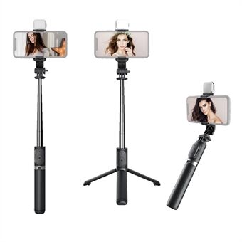Trådlös BT 4.0 Selfie Stick 104,5 cm Max. Längd Fjärrkontroll Utdragbart Stand med fyllningsljus för videoinspelning Vloggning Livestreaming