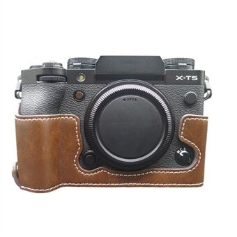 För Fujifilm X-T5 kamera PU läderfodral Batteriöppningsdesign Skyddskåpa med skruv