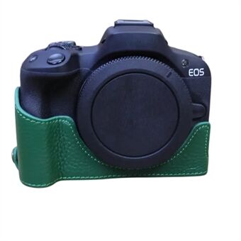 För Canon EOS R50 / R100 Anti- Scratch äkta läder kamera Bottenhölje Stor öppningsdesign Halvkroppsfodral