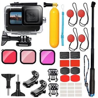 G10-TZ03 för GoPro Hero 9/10 Action Camera Accessories Kit Sportkamera dykarset Surfutrustning med vattentätt fodral / Selfie Stick