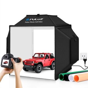 PULUZ PU5042 40cm hopfällbar 5500K studiofotograferingstält Soft Box Fotografibelysningskit med 4 färger PVC-bakgrunder (svart, orange, vit, grön)