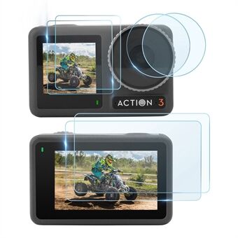 SUNNYLIFE OA3-BHM495 6st/set Skärmskydd i härdat glas för DJI Osmo Action 3 Anti- Scratch kameralinsfilm + skärmfilmskombo