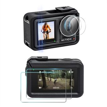 STARTRC 1126549 2 set för DJI Osmo Action 4 Sportkamera härdat glas Fram och bak skärmskydd + linsfilm