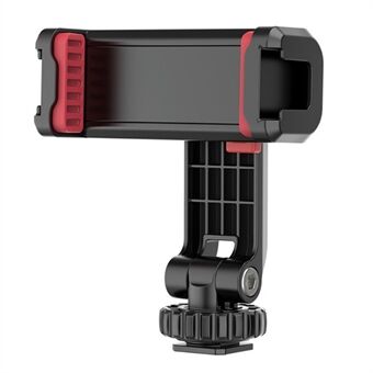 ST-06S Universal Camera Dual Cold Shoe Adapter Telefonfäste klämma 360-graders rotationshållare Smartphone Clip