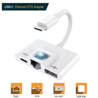 Typ-C till RJ45 Ethernet OTG-adapter Trådbundet LAN-kort Ethernet USB OTG HUB HD-videoadapter