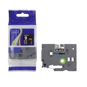 Brother-kompatibel TZc-325 - Vit text på svart tejp 9 mm x 8 m