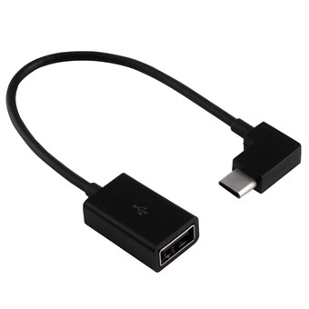 UC-017 Rättvinklad 90 graders Typ-C hane till USB 2.0 hona OTG-kabel för smartphones, surfplattor och bärbara datorer - svart
