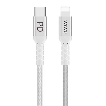  WIWU WP101 2.4 A USB-C / Type-C till 8-stifts Dataladdningskabel - 1 m - Vit